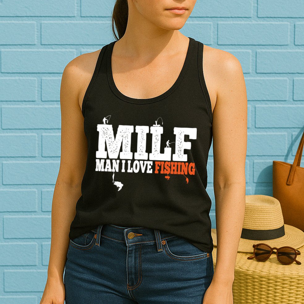 Funny MILF Man I Love Fishing Vintage Milf Fishing Shirt Fishing Lover Womens Tank Top