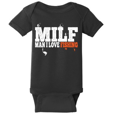 Funny MILF Man I Love Fishing Vintage Milf Fishing Shirt Fishing Lover Baby Bodysuit