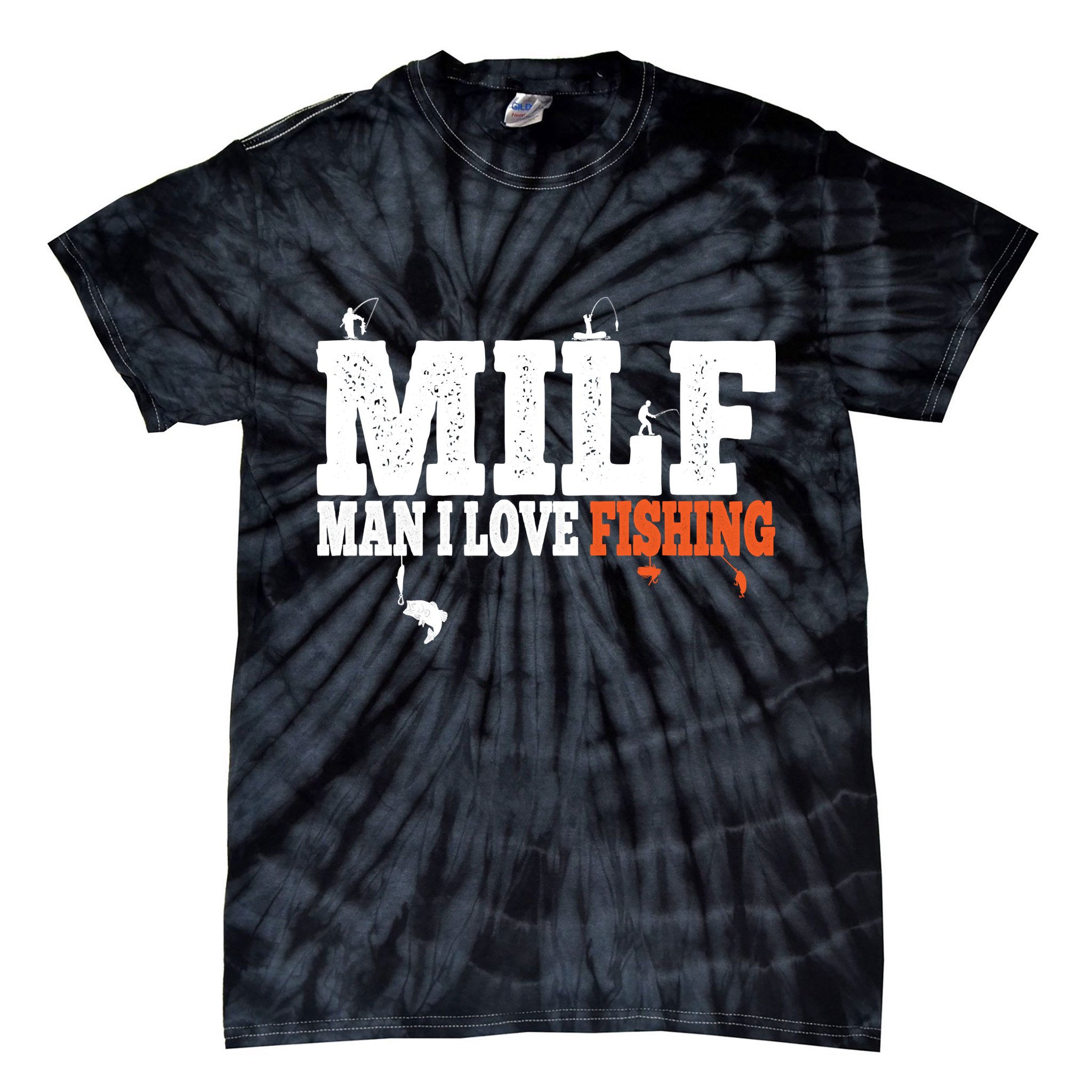 Funny MILF Man I Love Fishing Vintage Milf Fishing Shirt Fishing Lover Tie-Dye T-Shirt