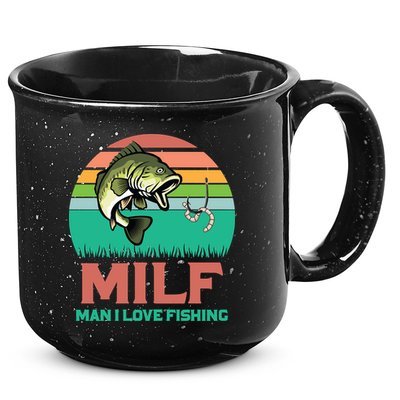 Funny MILF Man I Love Fishing Vintage Milf Fishing Shirt Fisherman Shirt 15oz Campfire Ceramic Mug