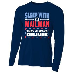 Funny Mailman Mail Carrier Joke They Always Deliver Postman Cooling Performance Long Sleeve Crew