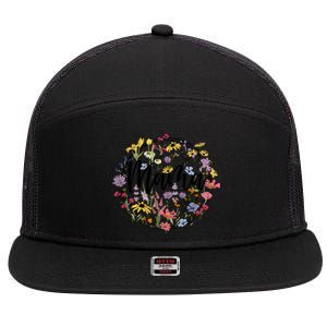 Floral Mama Mom Flower Family 7 Panel Mesh Trucker Snapback Hat