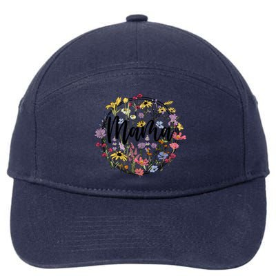 Floral Mama Mom Flower Family 7-Panel Snapback Hat