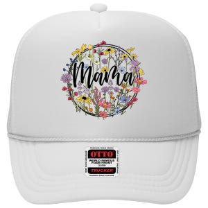 Floral Mama Mom Flower Family High Crown Mesh Back Trucker Hat