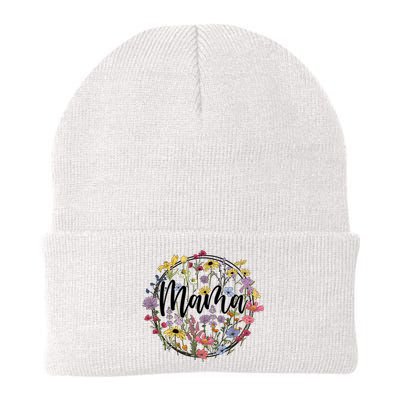 Floral Mama Mom Flower Family Knit Cap Winter Beanie