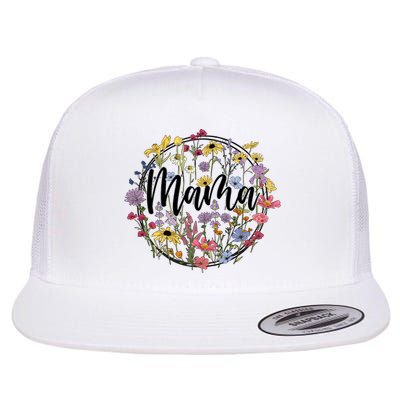 Floral Mama Mom Flower Family Flat Bill Trucker Hat