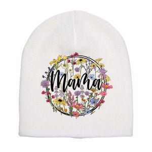 Floral Mama Mom Flower Family Short Acrylic Beanie