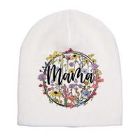 Floral Mama Mom Flower Family Short Acrylic Beanie