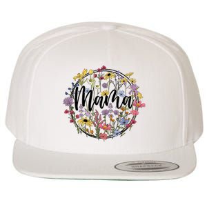 Floral Mama Mom Flower Family Wool Snapback Cap