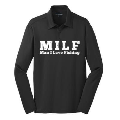 Funny MILF Man I Love Fishing Vintage Milf Fishing Shirt Fisherman Shirt Silk Touch Performance Long Sleeve Polo