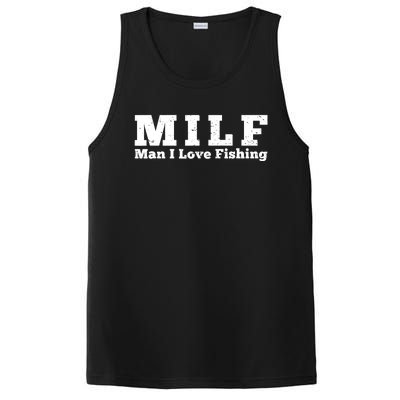 Funny MILF Man I Love Fishing Vintage Milf Fishing Shirt Fisherman Shirt PosiCharge Competitor Tank