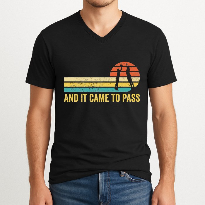 Funny Mormon Missionary Lds Basketball And It Came To Pass V-Neck T-Shirt