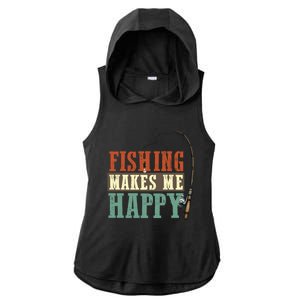 Fishing Makes Me Happy Fisher Fly Fishing Design Gift Ladies PosiCharge Tri-Blend Wicking Draft Hoodie Tank