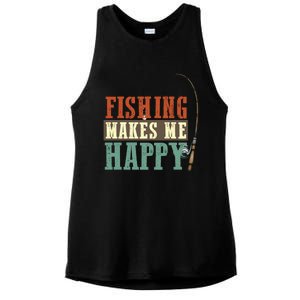 Fishing Makes Me Happy Fisher Fly Fishing Design Gift Ladies PosiCharge Tri-Blend Wicking Tank