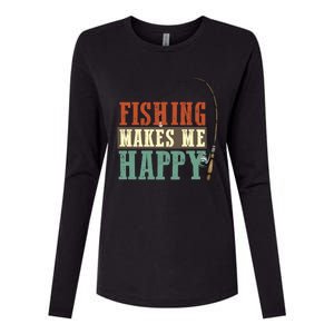 Fishing Makes Me Happy Fisher Fly Fishing Design Gift Womens Cotton Relaxed Long Sleeve T-Shirt