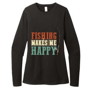 Fishing Makes Me Happy Fisher Fly Fishing Design Gift Womens CVC Long Sleeve Shirt