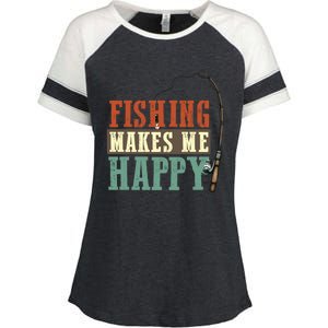 Fishing Makes Me Happy Fisher Fly Fishing Design Gift Enza Ladies Jersey Colorblock Tee