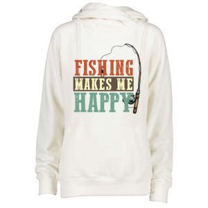 Fishing Makes Me Happy Fisher Fly Fishing Design Gift Womens Funnel Neck Pullover Hood