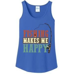 Fishing Makes Me Happy Fisher Fly Fishing Design Gift Ladies Essential Tank