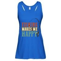 Fishing Makes Me Happy Fisher Fly Fishing Design Gift Ladies Essential Flowy Tank