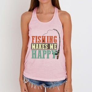 Fishing Makes Me Happy Fisher Fly Fishing Design Gift Women's Knotted Racerback Tank