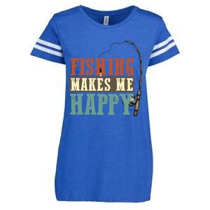 Fishing Makes Me Happy Fisher Fly Fishing Design Gift Enza Ladies Jersey Football T-Shirt