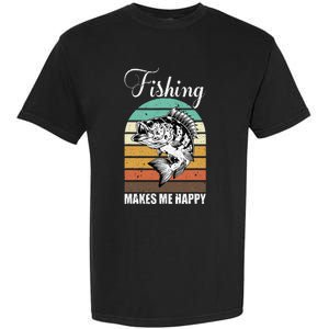 Fishing Makes Me Happy Retro Garment-Dyed Heavyweight T-Shirt