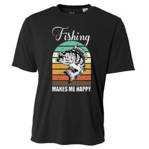 Fishing Makes Me Happy Retro Cooling Performance Crew T-Shirt