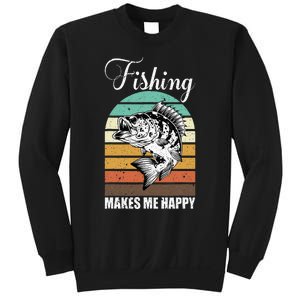 Fishing Makes Me Happy Retro Sweatshirt