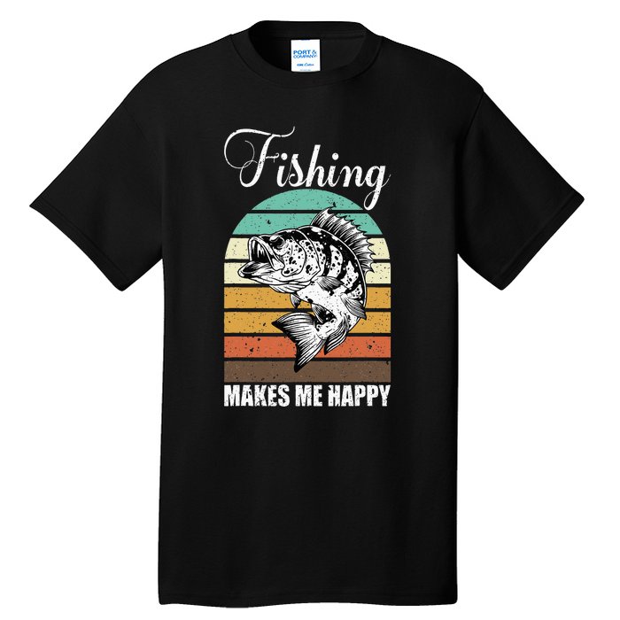 Fishing Makes Me Happy Retro Tall T-Shirt