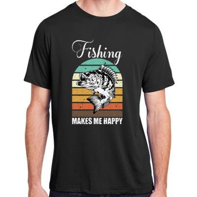 Fishing Makes Me Happy Retro Adult ChromaSoft Performance T-Shirt