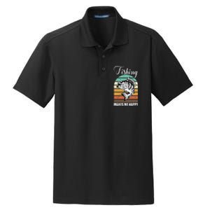 Fishing Makes Me Happy Retro Dry Zone Grid Polo