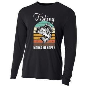 Fishing Makes Me Happy Retro Cooling Performance Long Sleeve Crew