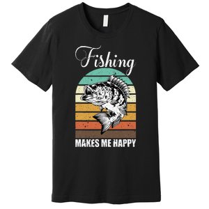 Fishing Makes Me Happy Retro Premium T-Shirt