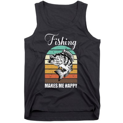 Fishing Makes Me Happy Retro Tank Top