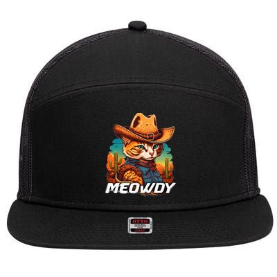 Funny Mashup Meowdy Cat Cowboy Hat Country Lover 7 Panel Mesh Trucker Snapback Hat