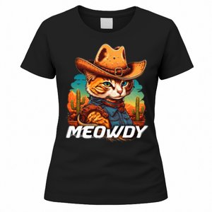 Funny Mashup Meowdy Cat Cowboy Hat Country Lover Women's T-Shirt