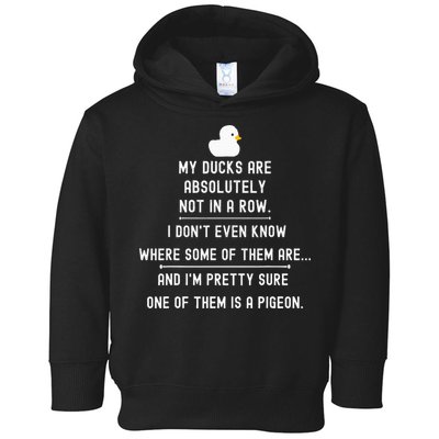 Funny Meme My Ducks Are Absolutely Not In A Row Pigeon Toddler Hoodie