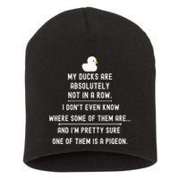 Funny Meme My Ducks Are Absolutely Not In A Row Pigeon Short Acrylic Beanie