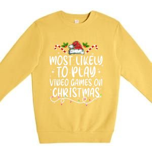 Family Matching Most Likely To Play Video Games On Christmas Gift Premium Crewneck Sweatshirt