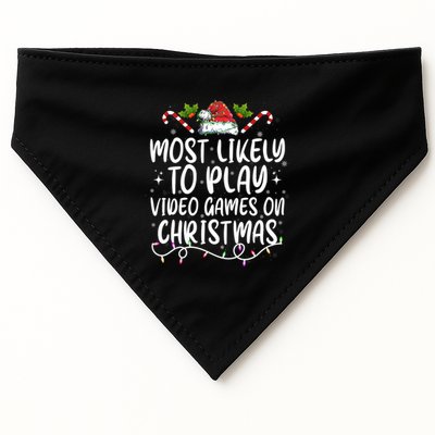 Family Matching Most Likely To Play Video Games On Christmas Gift USA-Made Doggie Bandana