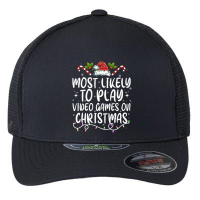 Family Matching Most Likely To Play Video Games On Christmas Gift Flexfit Unipanel Trucker Cap