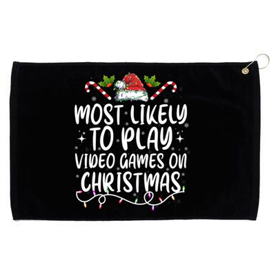 Family Matching Most Likely To Play Video Games On Christmas Gift Grommeted Golf Towel