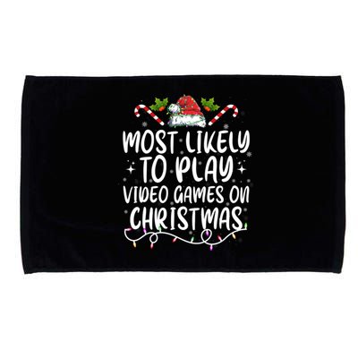 Family Matching Most Likely To Play Video Games On Christmas Gift Microfiber Hand Towel