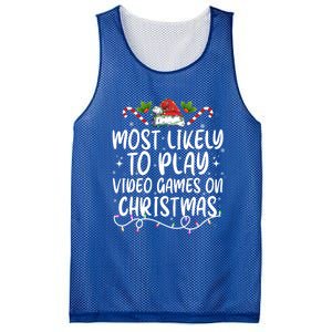 Family Matching Most Likely To Play Video Games On Christmas Gift Mesh Reversible Basketball Jersey Tank