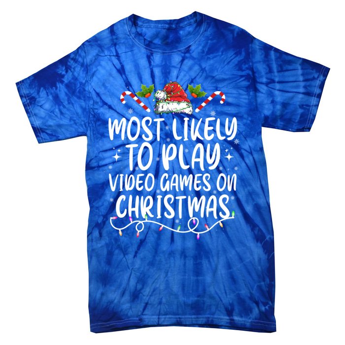 Family Matching Most Likely To Play Video Games On Christmas Gift Tie-Dye T-Shirt