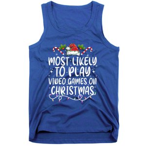 Family Matching Most Likely To Play Video Games On Christmas Gift Tank Top