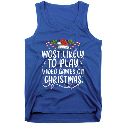 Family Matching Most Likely To Play Video Games On Christmas Gift Tank Top