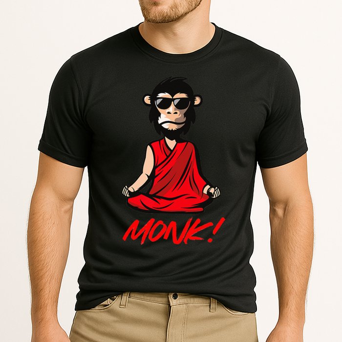 Funny Meditation MONK! Monkey Grafitti Skateboarding Punk Performance Shirt