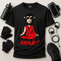 Funny Meditation MONK! Monkey Grafitti Skateboarding Punk Performance Shirt